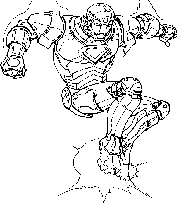 coloriage iron man atterrit
